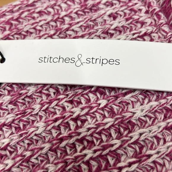 Stitches & Stripes / Stitch Fix Knit Scarf 72”x16” Pink/Rust/Gray Fringed NWT - Picture 5 of 6